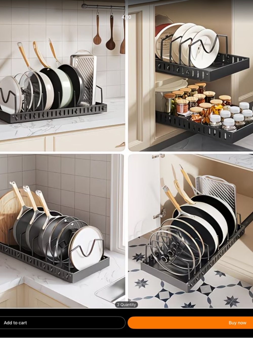 Pan Cookware Rack Organizer with Assorted Pans - Black - Picture 6 of 10